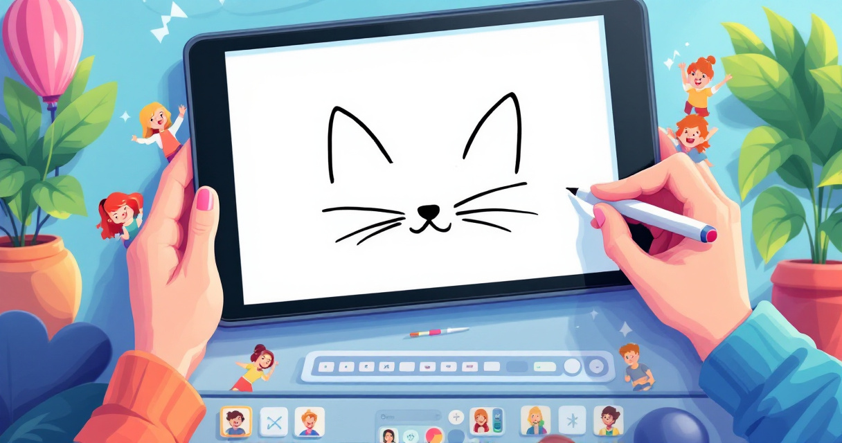 Illustration of a recognizable first shape being drawn in an online multiplayer drawing game